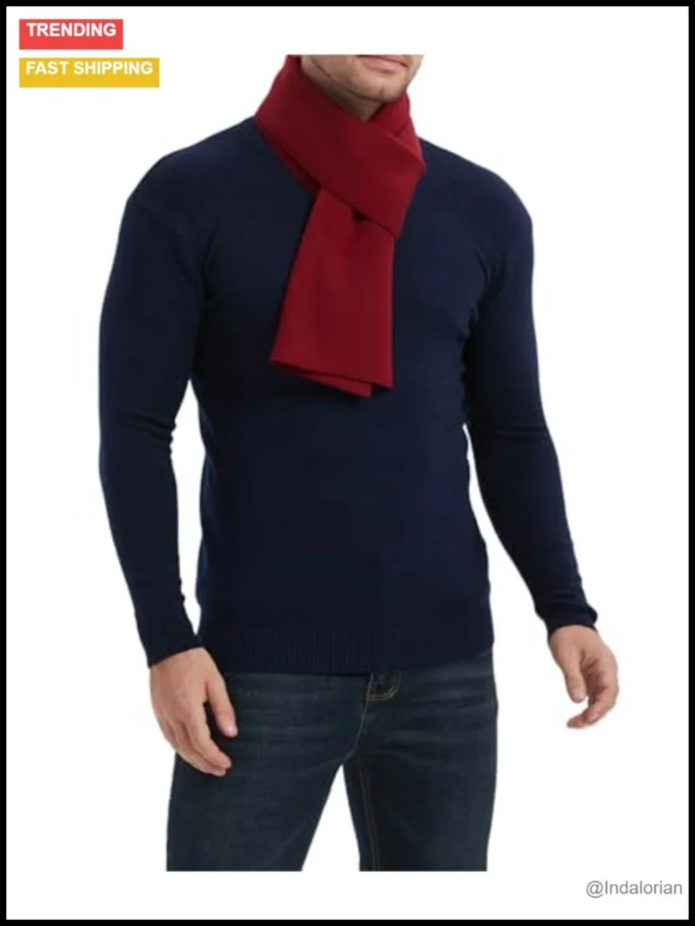 Men's Winter Scarf Long Soft Solid Color Cashmere Blend Scarf